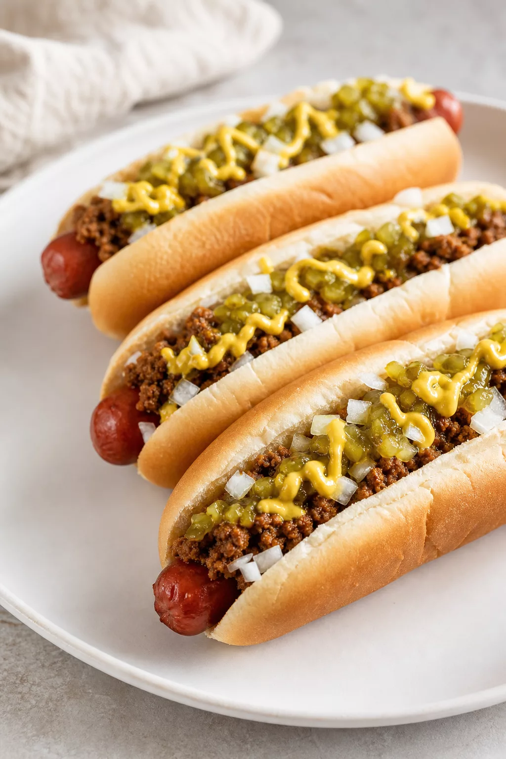 Coney Island Hot Dog Sauce served in a cozy home kitchen