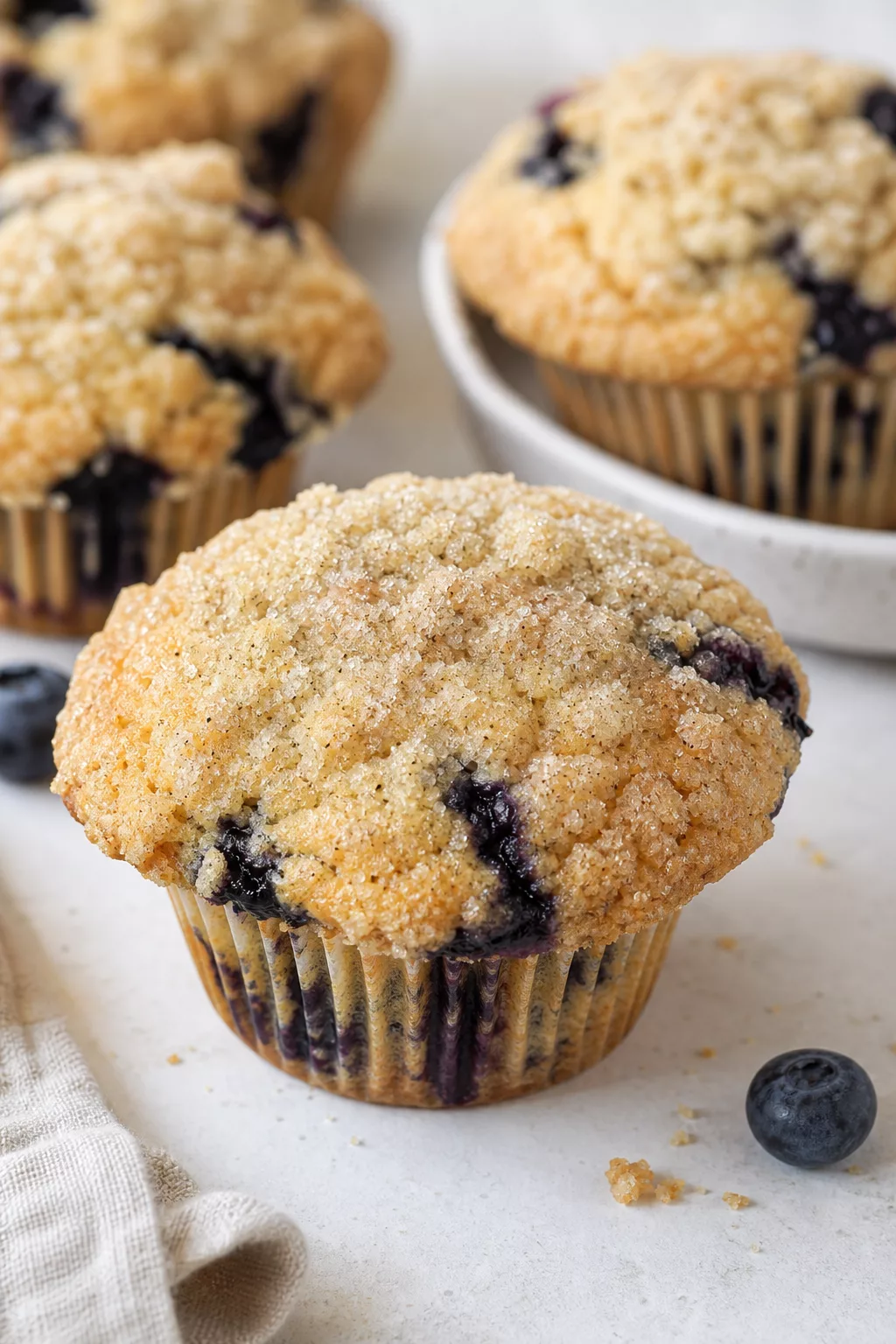 Homemade Blueberry Muffins served in a cozy home kitchen