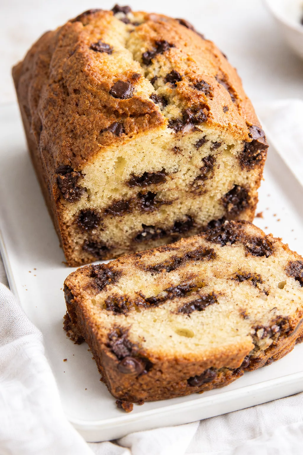 Homemade Chocolate Chip Bread served in a cozy home kitchen