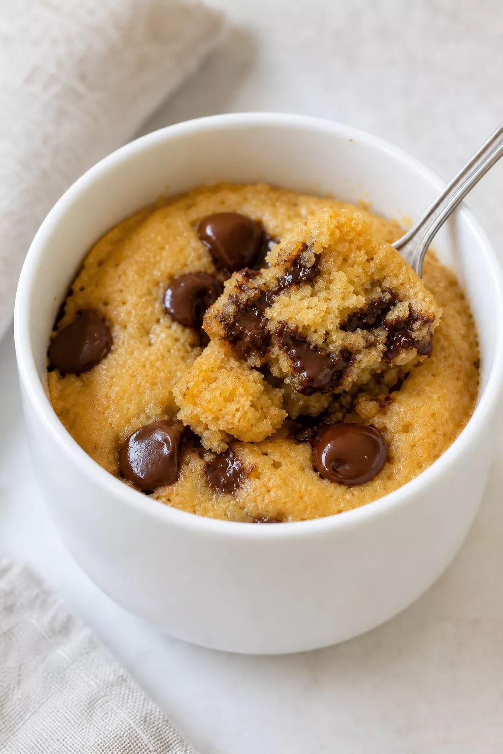 Quick Chocolate Chip Mug Cookie served in a cozy home kitchen