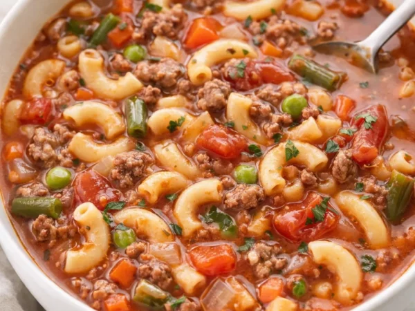 Creamy Ground Beef and Macaroni Soup