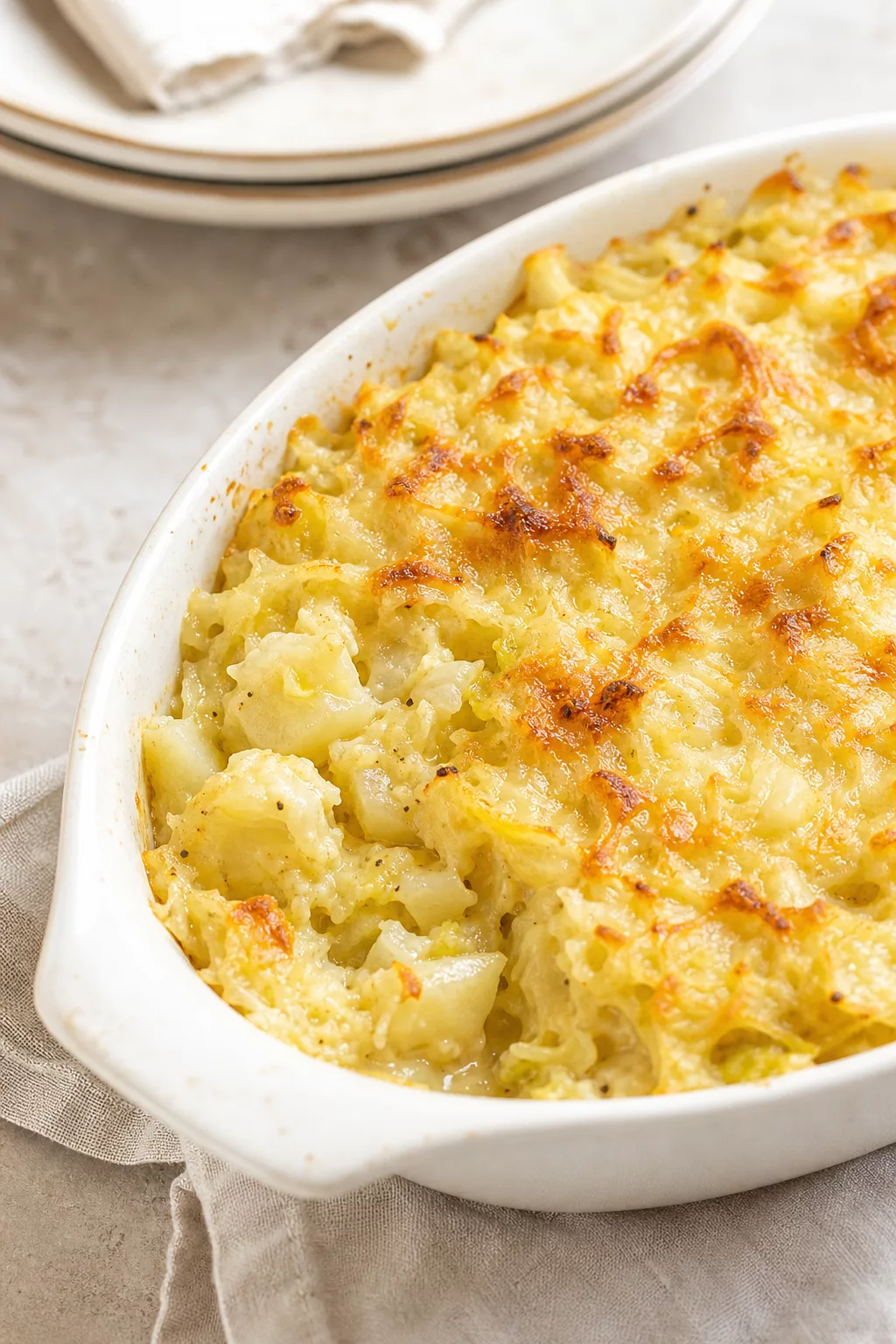Rumbledethumps – Scottish Cabbage and Potato Bake served in a cozy home kitchen